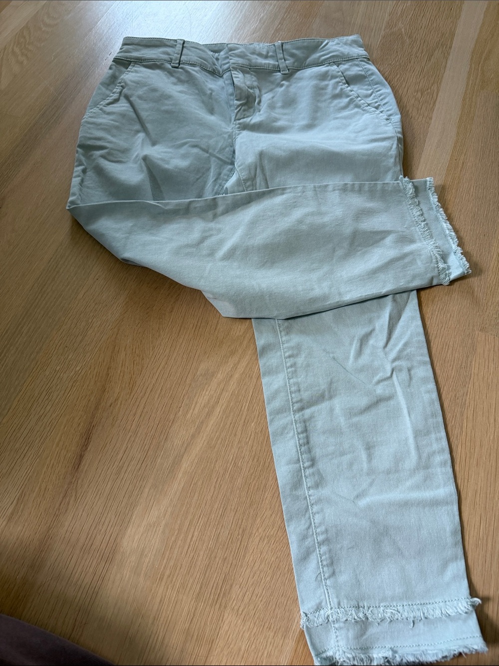 Lift Frayed Hem Chino Pants in Light Sage